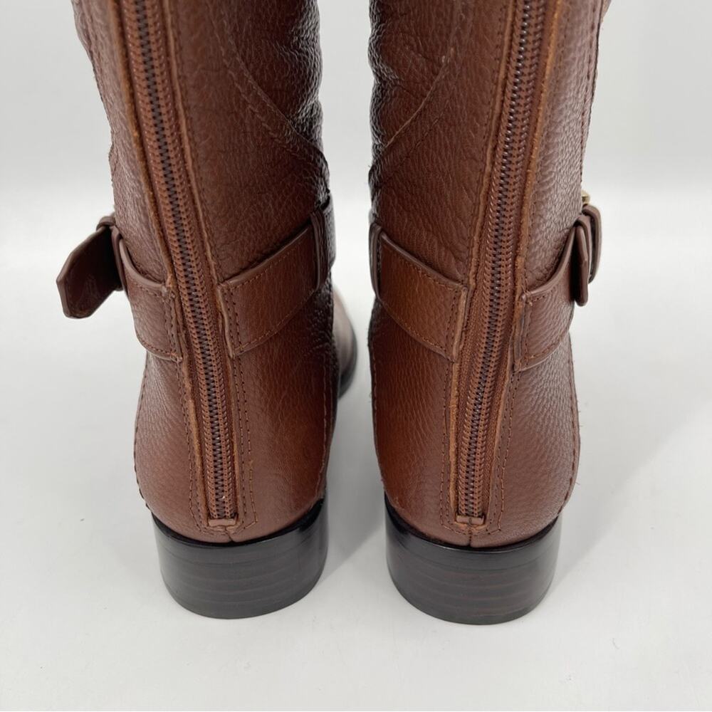 NEW TORY BURCH Boots Claire Tumbled Leather Tall Riding Boot Brown Zipper SZ 5 - Picture 6 of 15